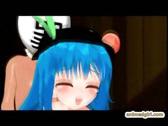 3d anime girl gets threesome screwed by shemales anime